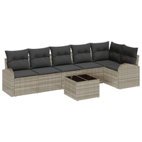 Set divano da giardino  7 pezzi con cuscini grigio polyrattan