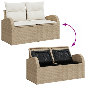 Set divano giardino  6 pezzi con cuscini beige polyrattan