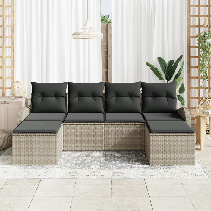 Set da giardino  in 6 pezzi con cuscini Grigio chiaro Polyrattan