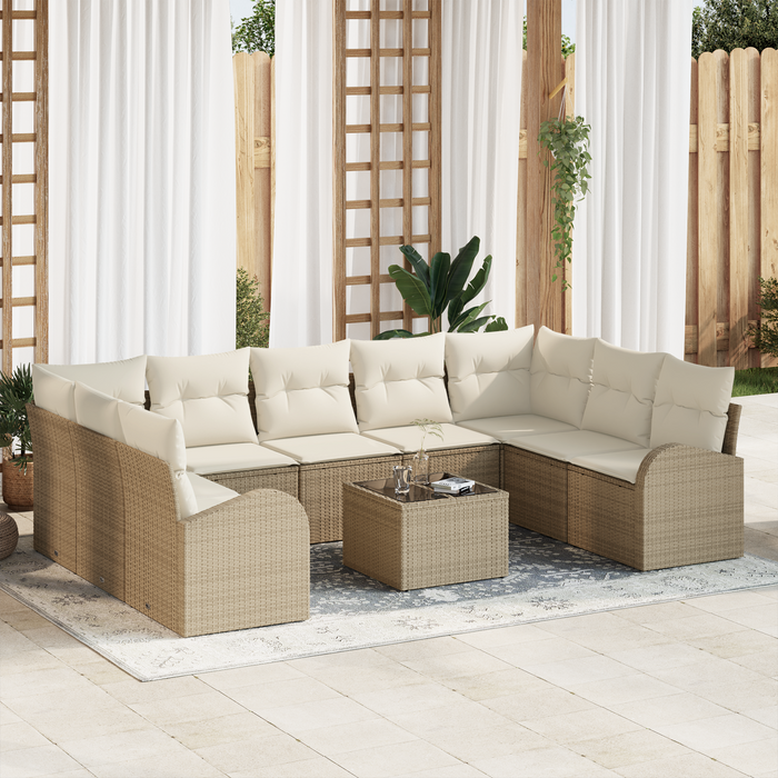 Set Divano da Giardino 10 Pezzi con Cuscini Rattan Sintetico Marrone