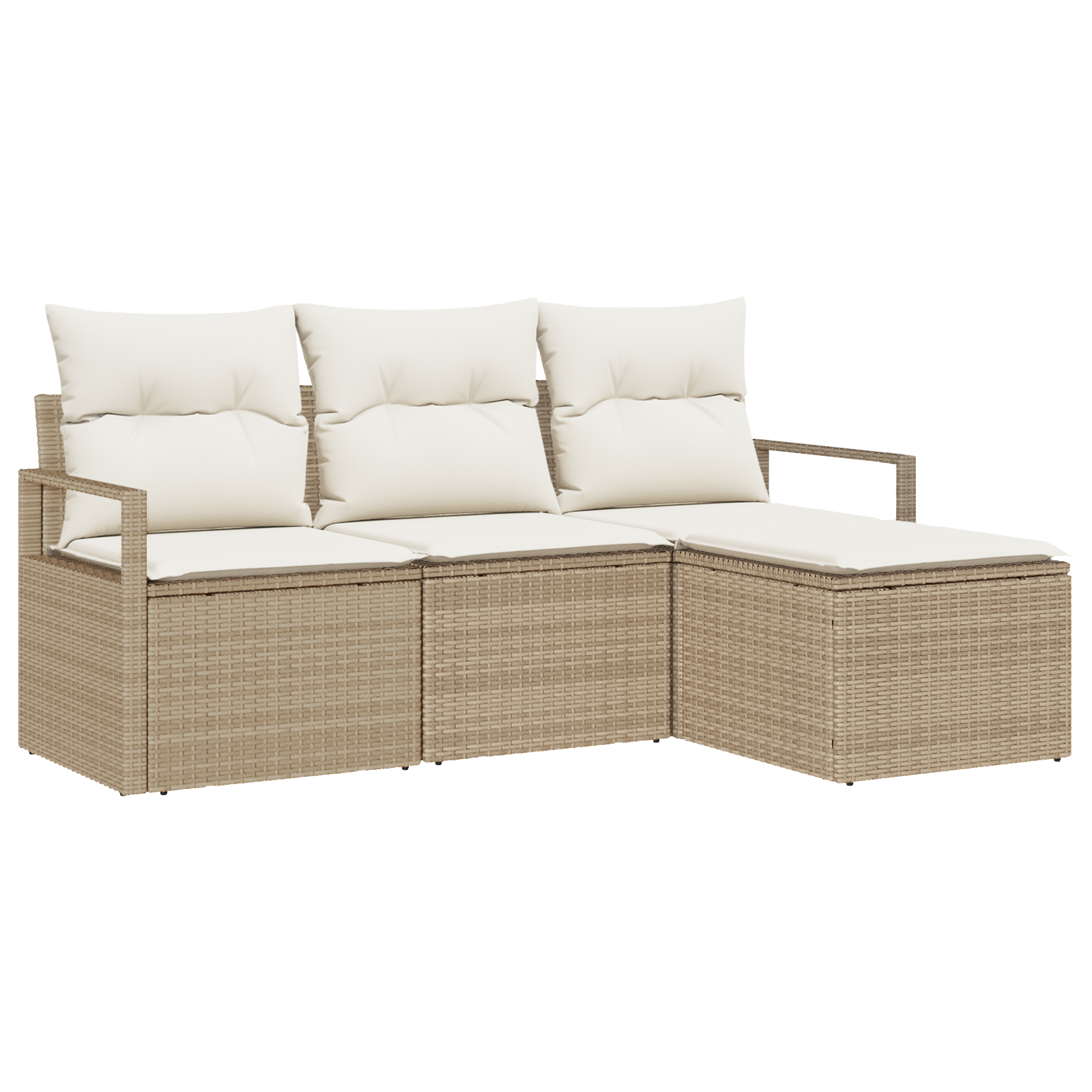Set di Divani da Giardino  a 4 Pezzi con Cuscini Beige Poly Rattan