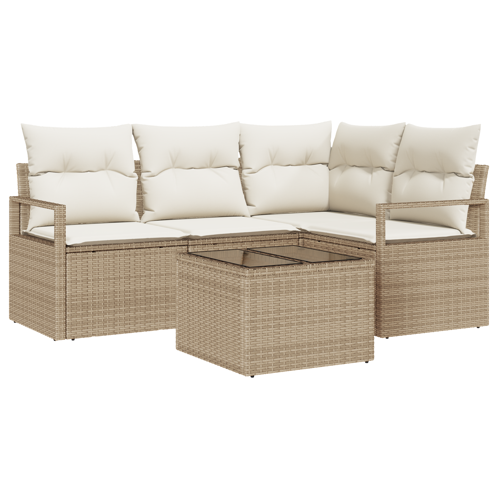 Set Divano da Giardino  5 Pezzi con Cuscini Rattan Polare Marrone