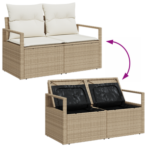 Set divano giardino 6 pezzi con cuscini beige in rattan sintetico