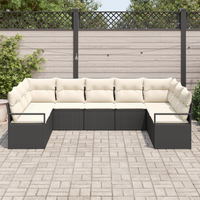 Set Divano da Giardino a 9 Pezzi con Cuscini Nero Polyrattan
