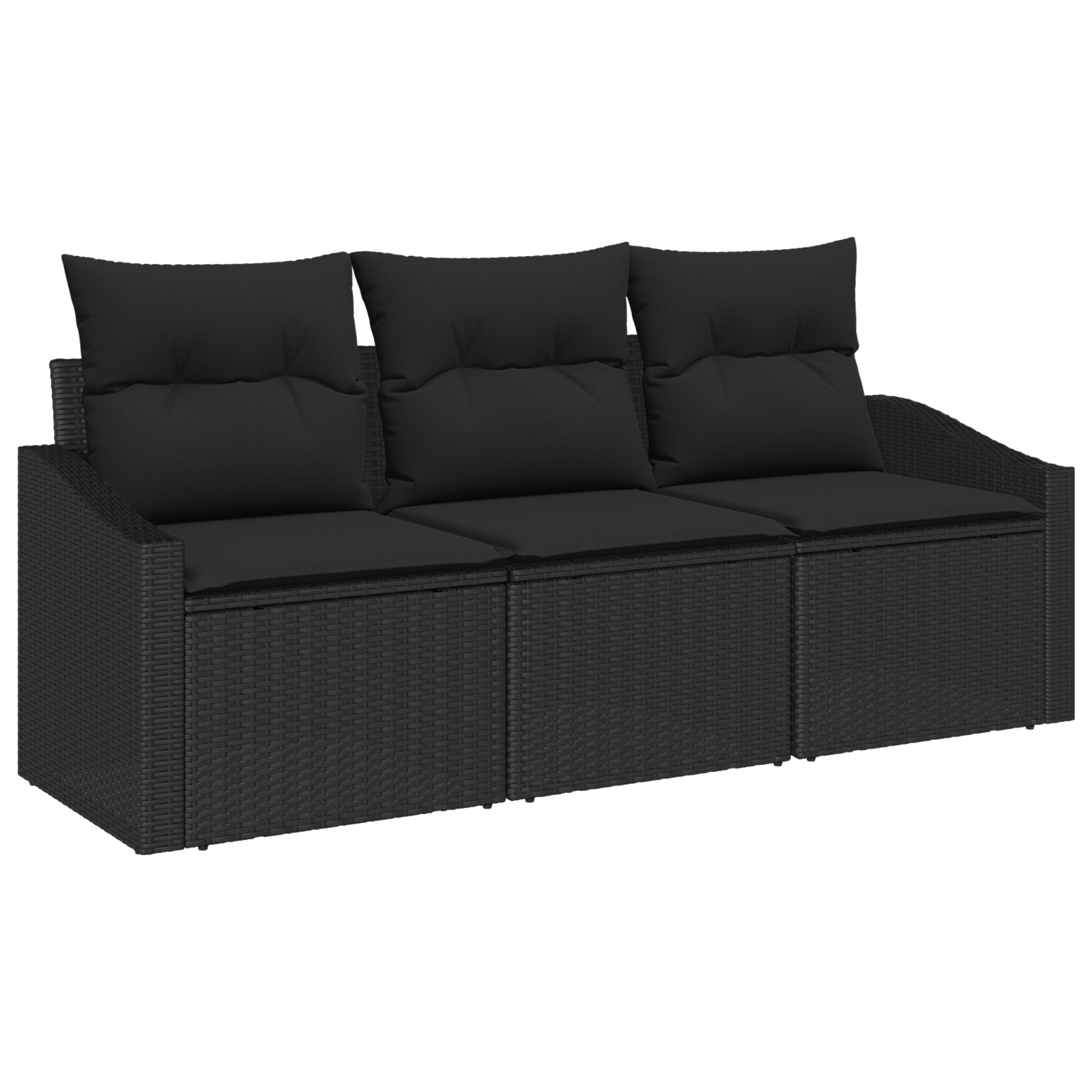 Set da Pranzo da Giardino a 3 Pezzi con Cuscini Rattan Nero