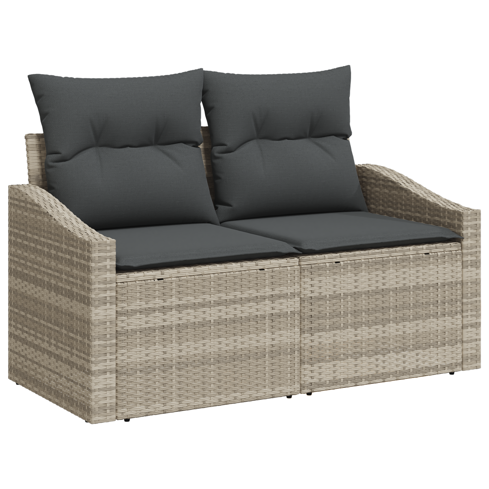 Set di Sofà da Giardino in 7 Pezzi con Cuscini Grigio Chiaro Rattan Polimerico
