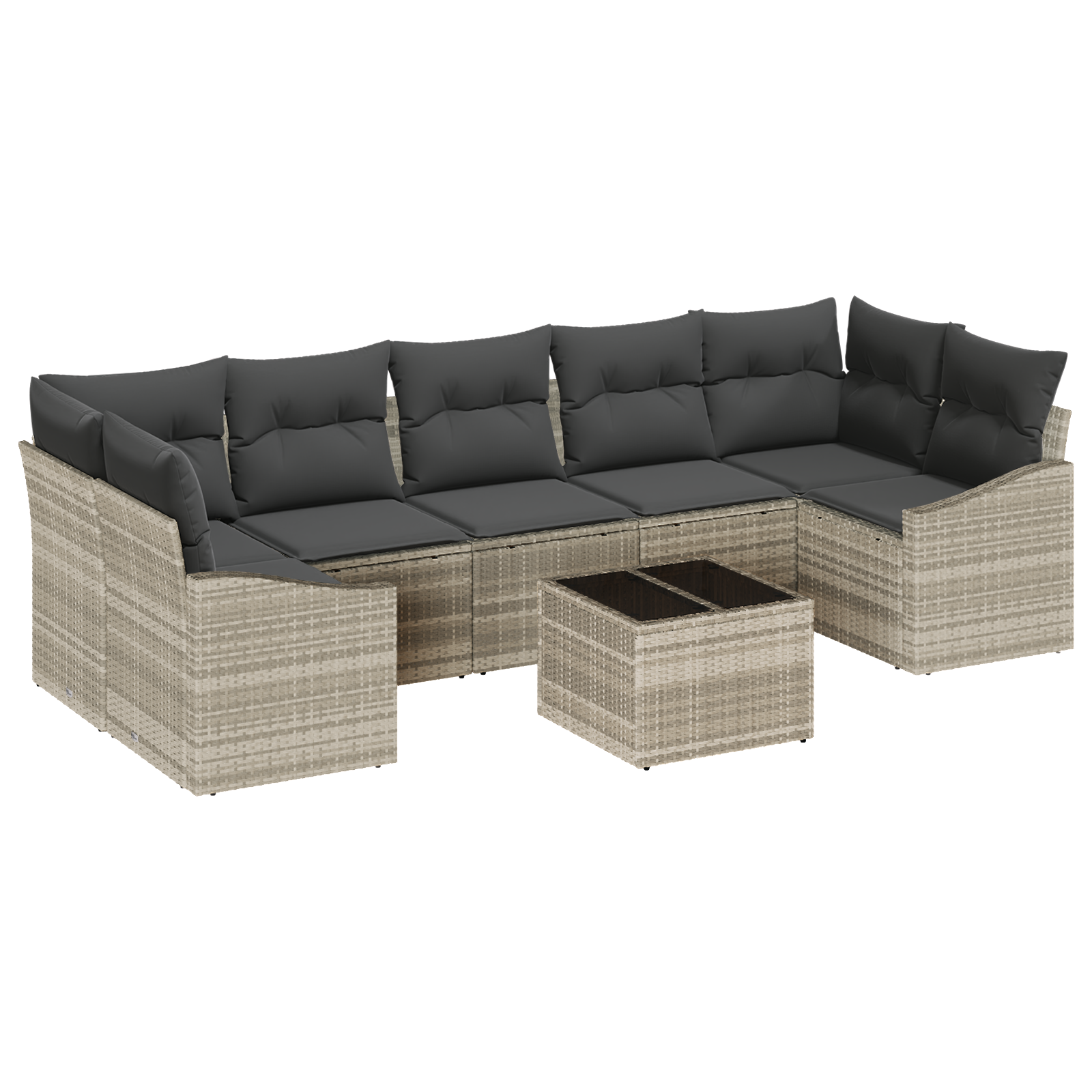 Set Divano da Giardino 8 Pezzi con Cuscini Grigio Chiaro Polyrattan