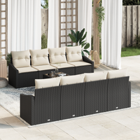 Set di Divani da Giardino con Cuscini Nero Polyrattan