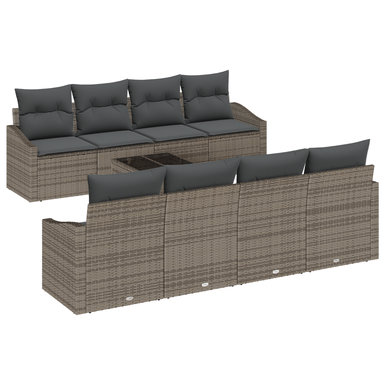Set Divano da Giardino a 7 Pezzi con Cuscini Grigio Polyrattan