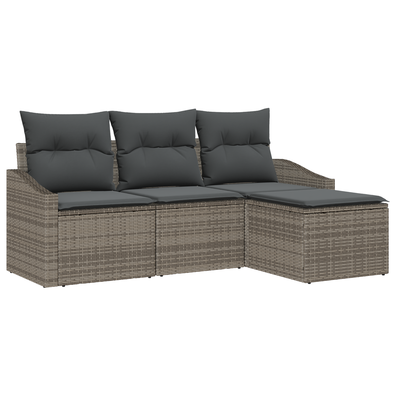 Set di Divani da Giardino in 4 Pezzi con Cuscini Grigio Polyrattan