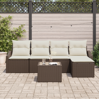 Set da pranzo da giardino in 5 pezzi con cuscini grigi in rattan sintetico