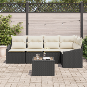 Set da pranzo da giardino 5 pezzi con cuscini in rattan poliestere marrone