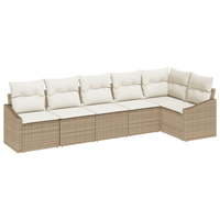 Set di Mobili da Giardino 6 Pezzi con Cuscini Beige in Rattan