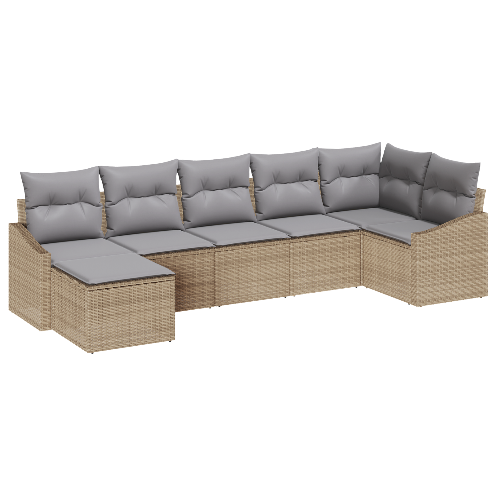 Set da pranzo da giardino 7 pezzi con cuscini in rattan polietilene beige
