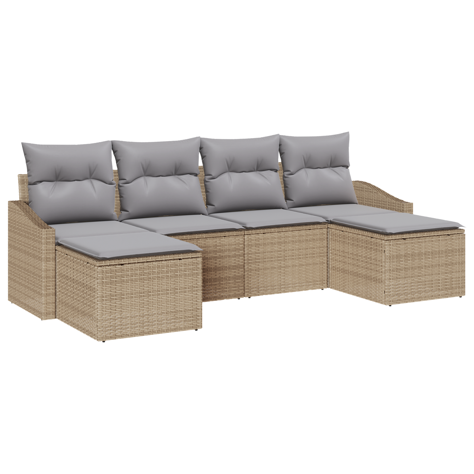 Set da Pranzo da Giardino 6 Pezzi con Cuscini Beige Polyrattan