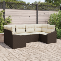 Set Divano da Giardino 6 Pezzi con Cuscini Marrone Polyrattan