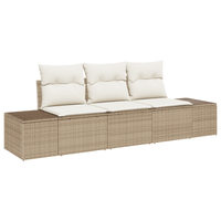 Set di divani da giardino 3 pezzi con cuscini Beige polirattan