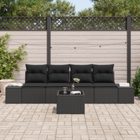 Set Divano Giardino 5 Pezzi Con Cuscini Nero Polyrattan