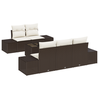 Set divano giardino 6 pezzi con cuscini marrone rattan poly