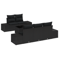 Set divani giardino vitaXL 6 pezzi con cuscini Nero Polyrattan