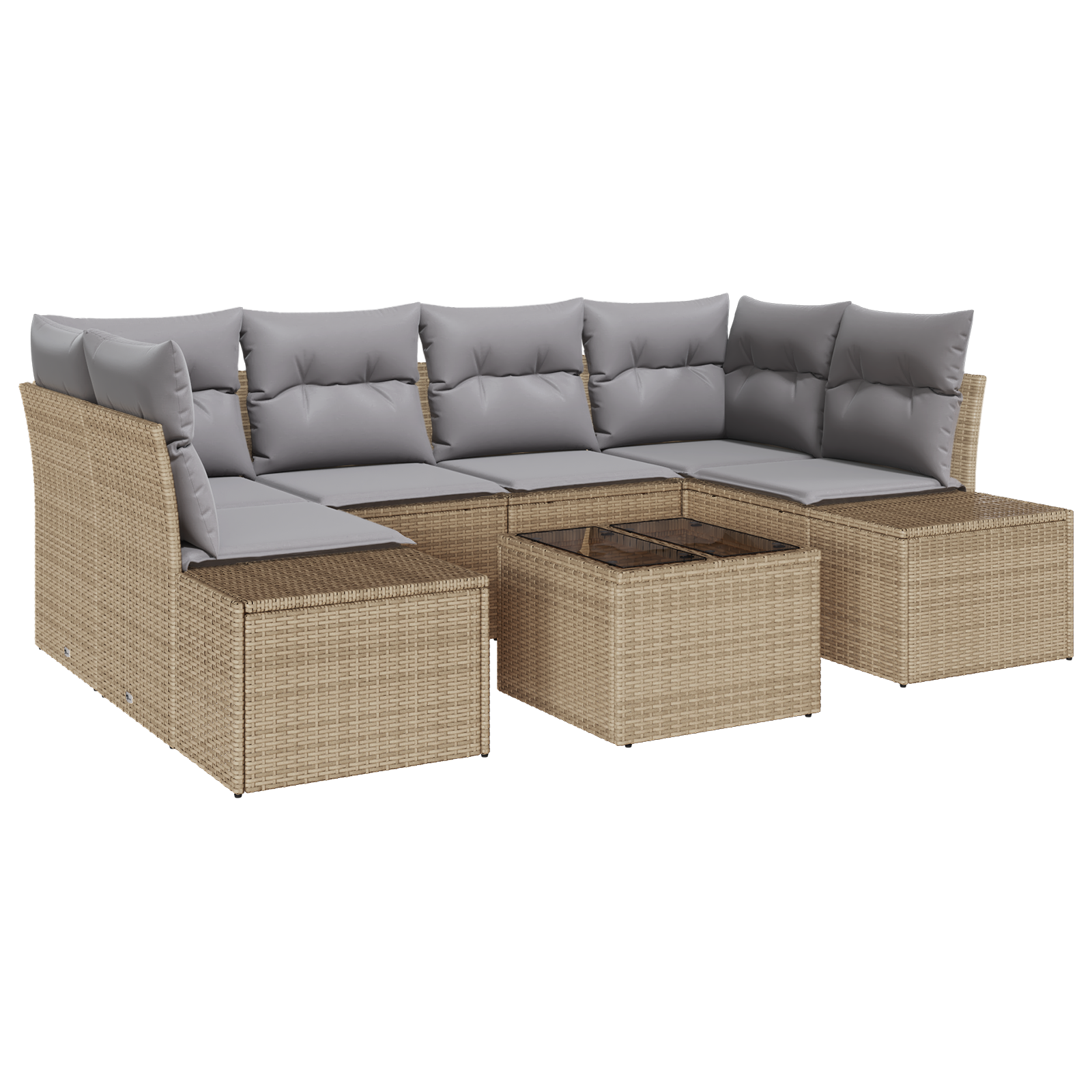 Set divano 7 pezzi giardino con cuscini beige polyrattan