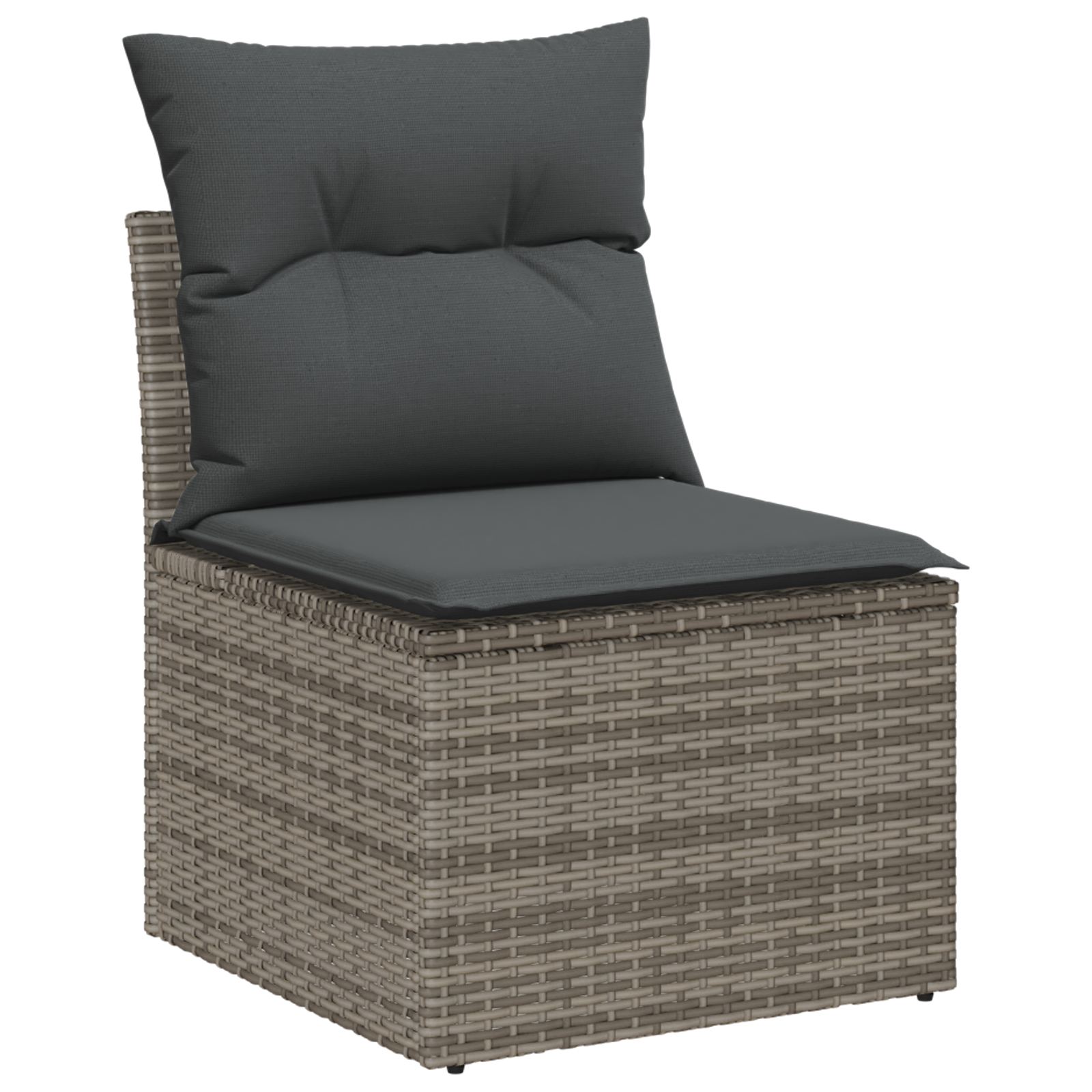 Set di divani da giardino a 4 pezzi con cuscini grigi in poli rattan