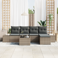 Set Divano Giardino di 5 Pezzi con Cuscini in Rattan Poly Nero