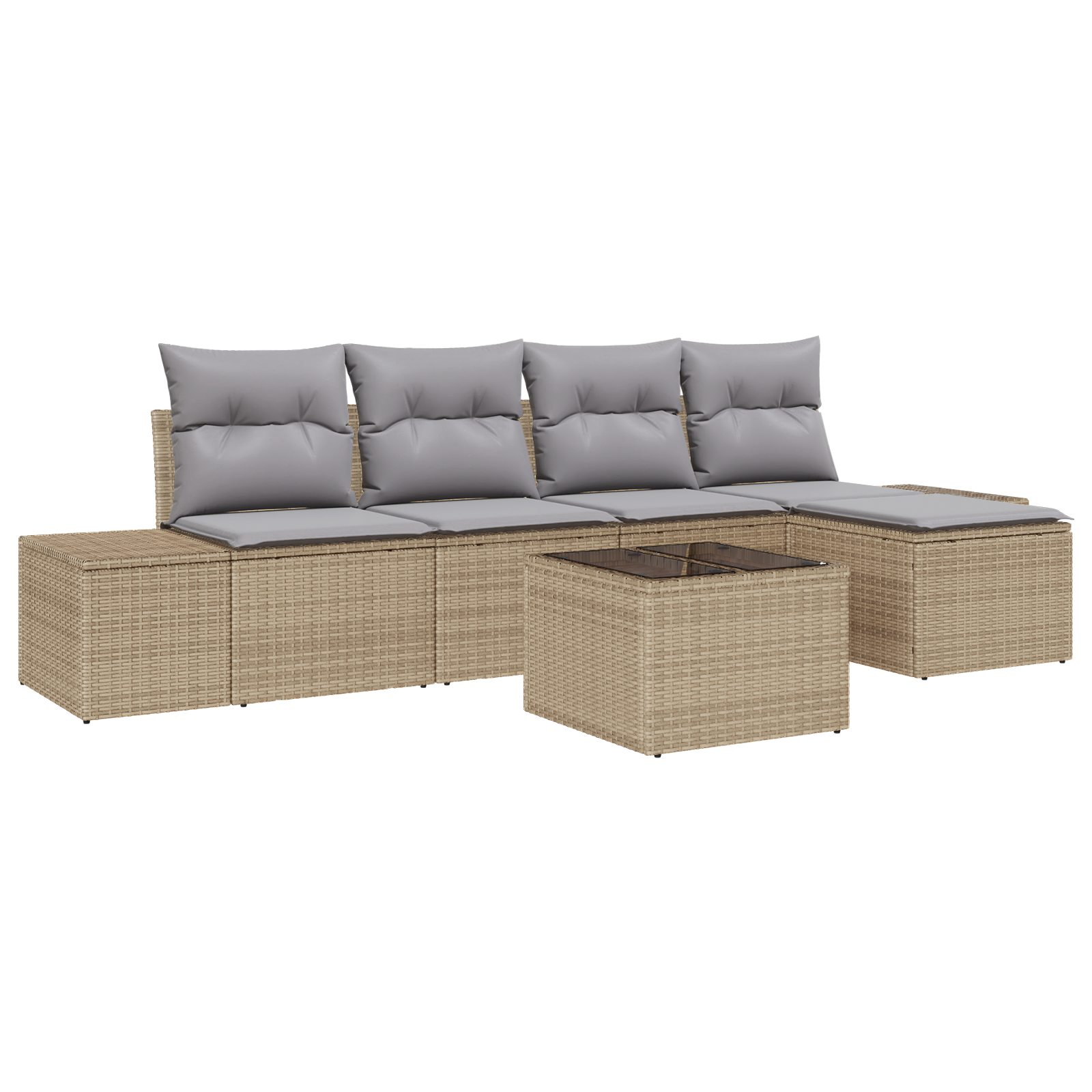 Set divano giardino 6 pezzi con cuscini polyrattan neri