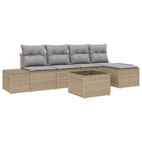 Set divano giardino 6 pezzi con cuscini polyrattan neri