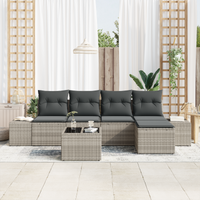 Set divani da giardino con cuscini Grigio Polyrattan