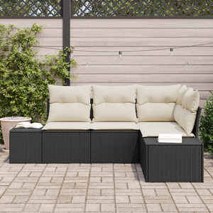 Set di Divani da Giardino con Cuscini 4 Pezzi Nero Rattan