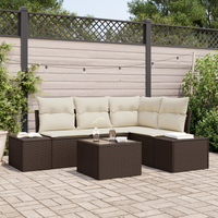 Set di divani da giardino 4 pezzi con cuscini grigi in polyrattan