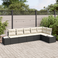 Set Divano da Giardino da 6 Pezzi con Cuscini Nero Polyrattan