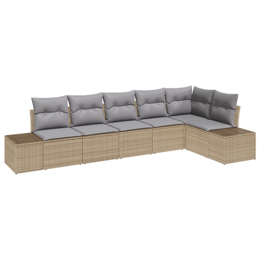 Set divani da giardino 6 pezzi con cuscini Beige Polyrattan