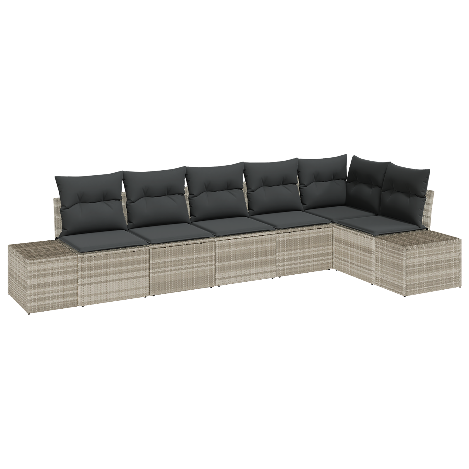 Set divano da giardino a 6 pezzi con cuscini Grigio chiaro Polyrattan
