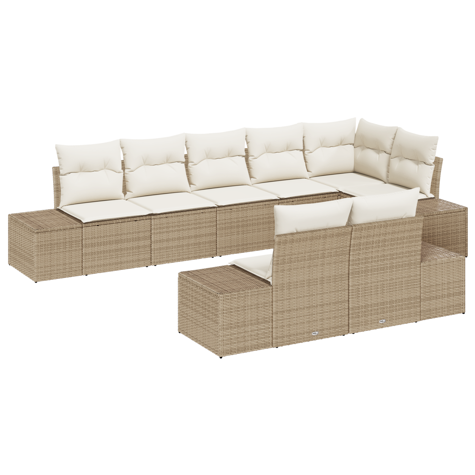 Set di divani da giardino 8 pezzi con cuscini Beige Rattan Poliestere