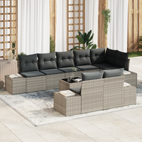 Set di Divani da Giardino con Cuscini in Polyrattan Grigio