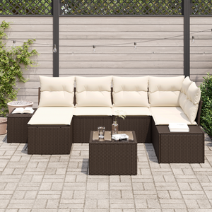 Set di Divani da Giardino 6 Pezzi con Cuscini in Rattan Polimerico Grigio