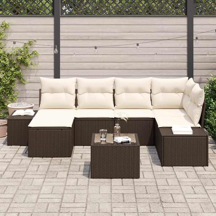 Set di Divani da Giardino 6 Pezzi con Cuscini in Rattan Polimerico Grigio
