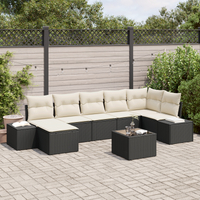 Set Divano da Giardino da 7 Pezzi con Cuscini Rattan Polirattan Marrone