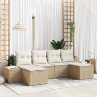 Set di divani da giardino da 6 pezzi con cuscini Beige Rattan sintetico