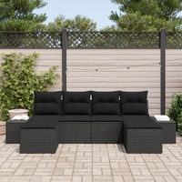 Set Divano Giardino 6 Pezzi con Cuscini Rattan Nero Polipropilene
