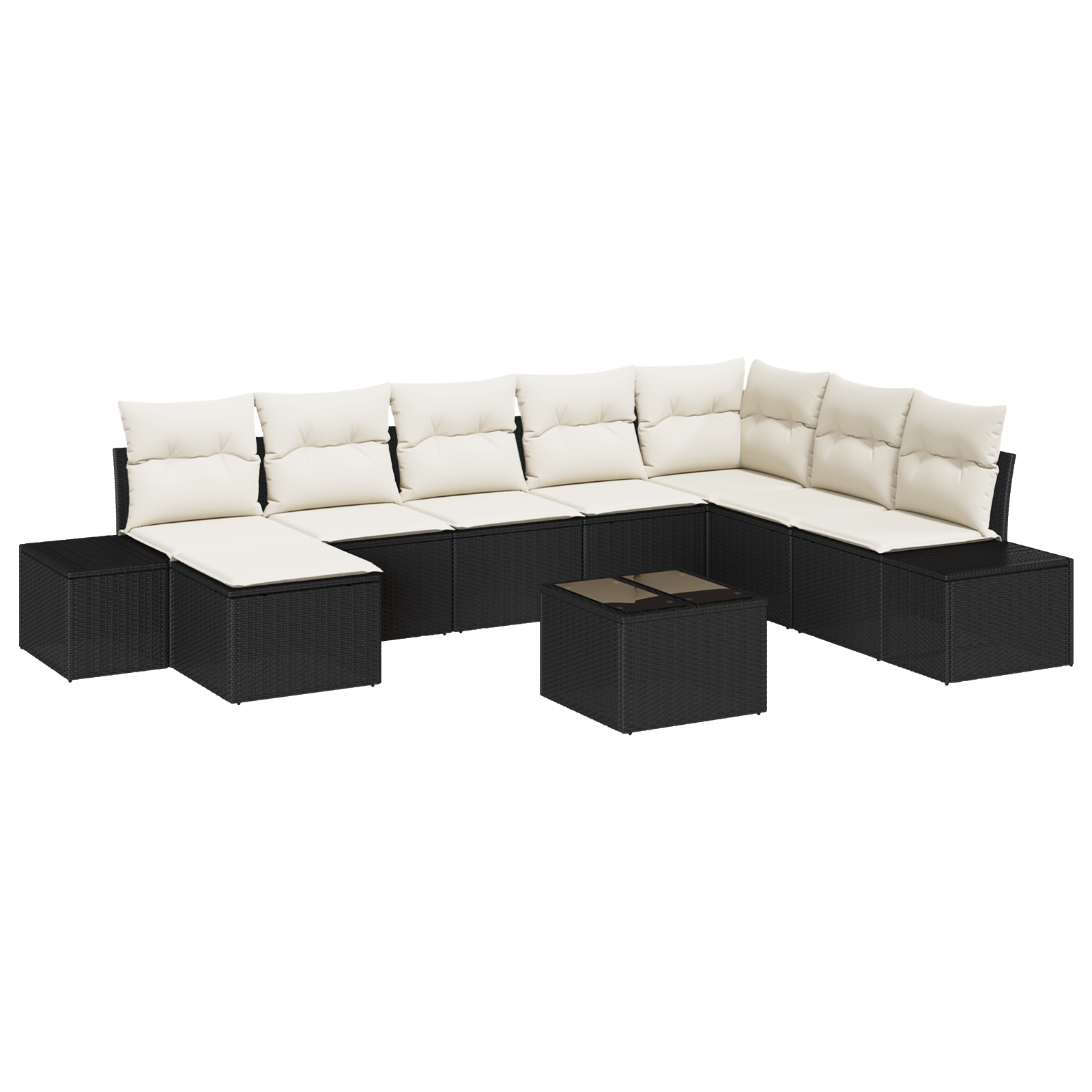 Set di Divano da Giardino a 8 Pezzi con Cuscini Marrone Polyrattan