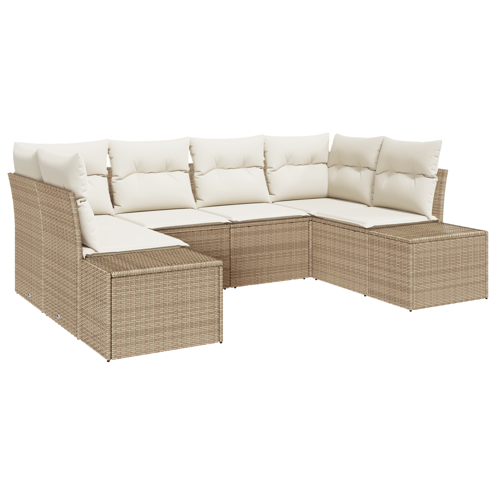 Set Divano da Giardino 6 Pezzi con Cuscini in Rattan Poliestere Beige