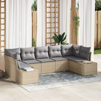 Set di divano da giardino da 7 pezzi con cuscini in rattan beige
