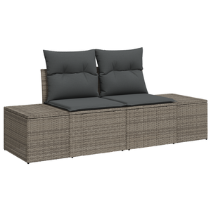 Set Divano da Giardino 9 Pezzi con Cuscini Grigio Rattan Sintetico