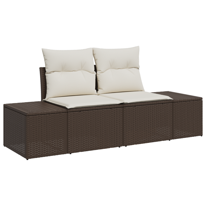 Set di divani da giardino da 9 pezzi con cuscini grigi in polyrattan