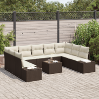Set di divani da giardino da 9 pezzi con cuscini grigi in polyrattan