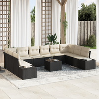 Set Divano da Giardino da 10 Pezzi con Cuscini Rattan Poliestere Marrone
