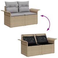 Set Divano Giardino  6 Pezzi Cuscini Beige Polyrattan Acacia